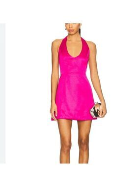 superdown nwt revolve Hot Pink satin Halter Mini Dress size xs